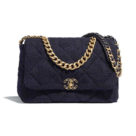 chanel 19 tweed navy|chanel 19 chains.